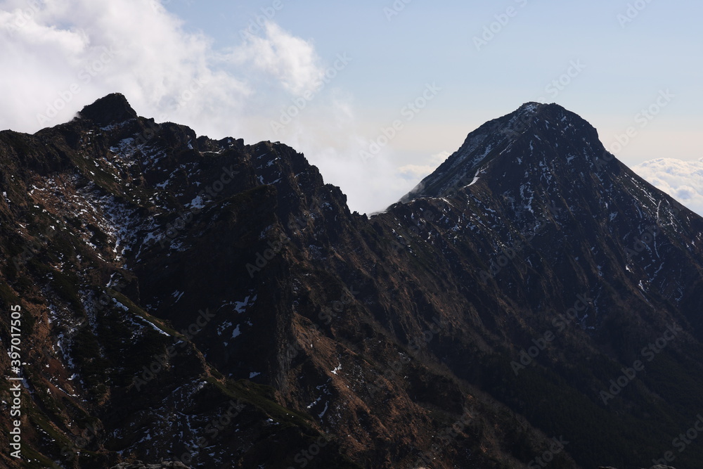 landscape in the mountain ridge, Akadake mountain, Yatsugatake, Nagano, Japan