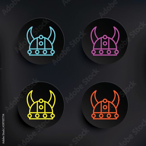 Viking, hat dark badge color set icon. Simple thin line, outline vector of mythology icons for ui and ux, website or mobile application