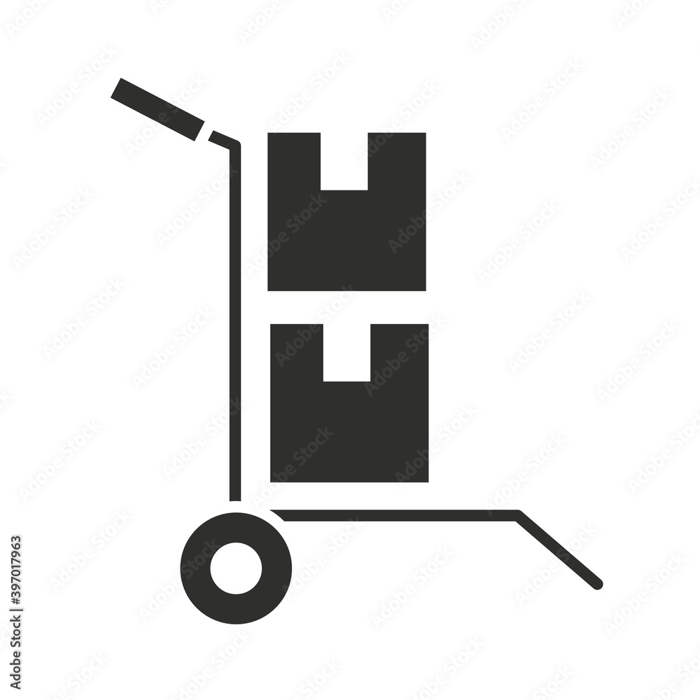 delivery handcart cardboard boxes silhouette icon delivery handcart cardboard boxes silhouette icon