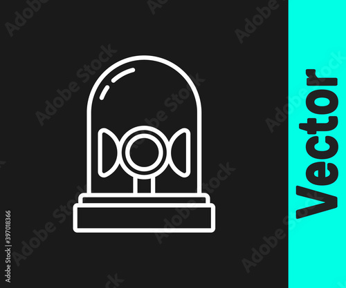 White line Flasher siren icon isolated on black background. Emergency flashing siren. Vector.