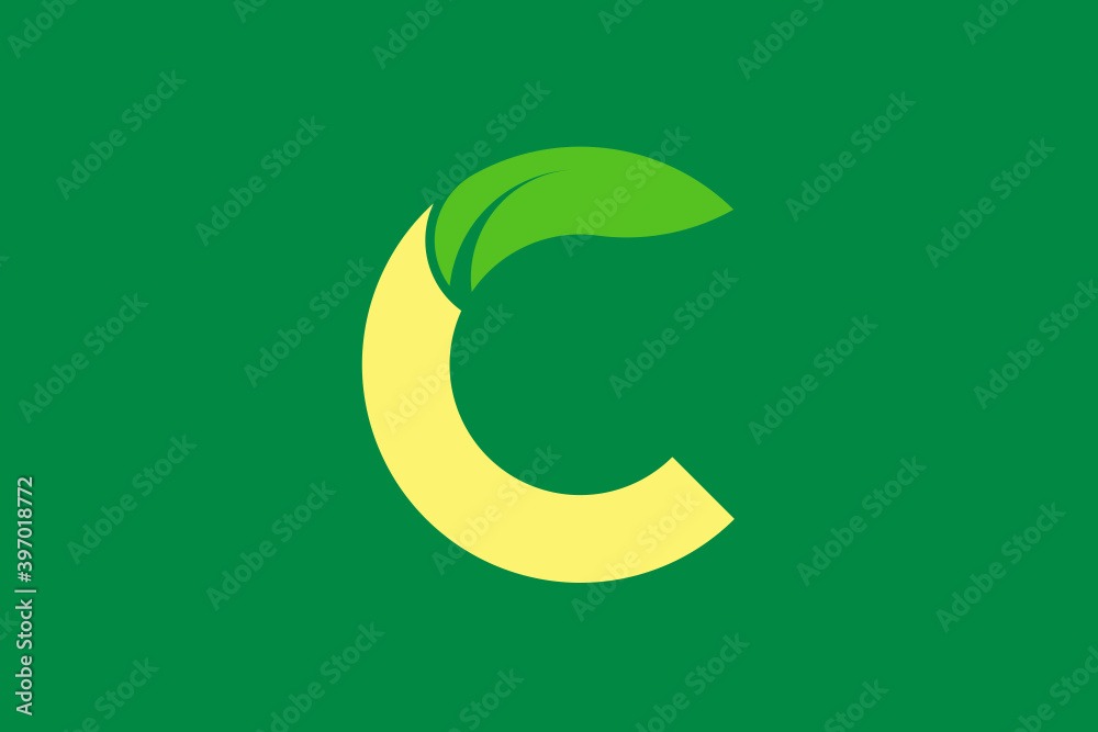 C letter uppercase and leaf logo design vector template C letter uppercase and leaf logo design vector template