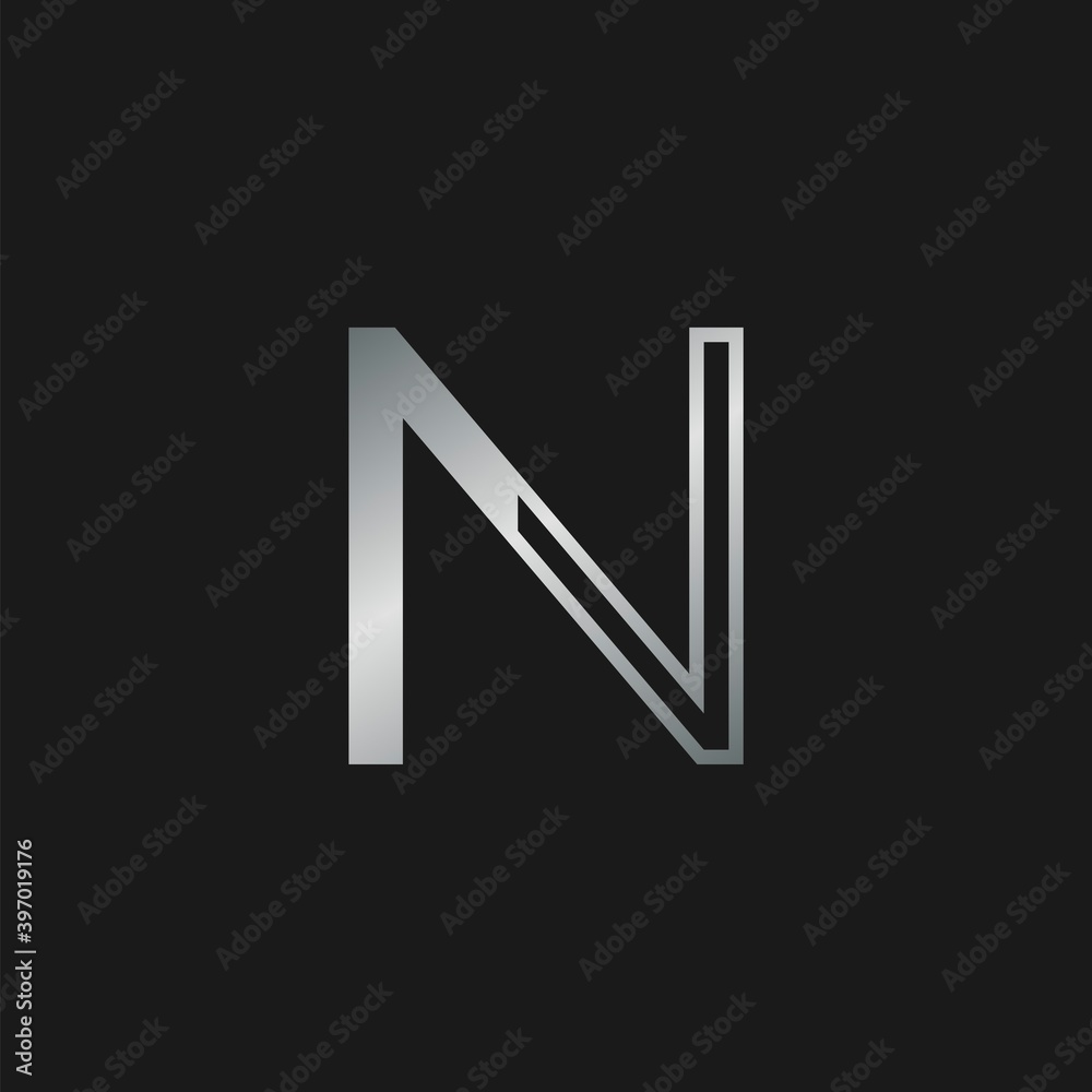Initial Letter N logo icon. Vector design concept abstract classy letter with silver color. Initial Letter N logo icon. Vector design concept abstract classy letter with silver color.
