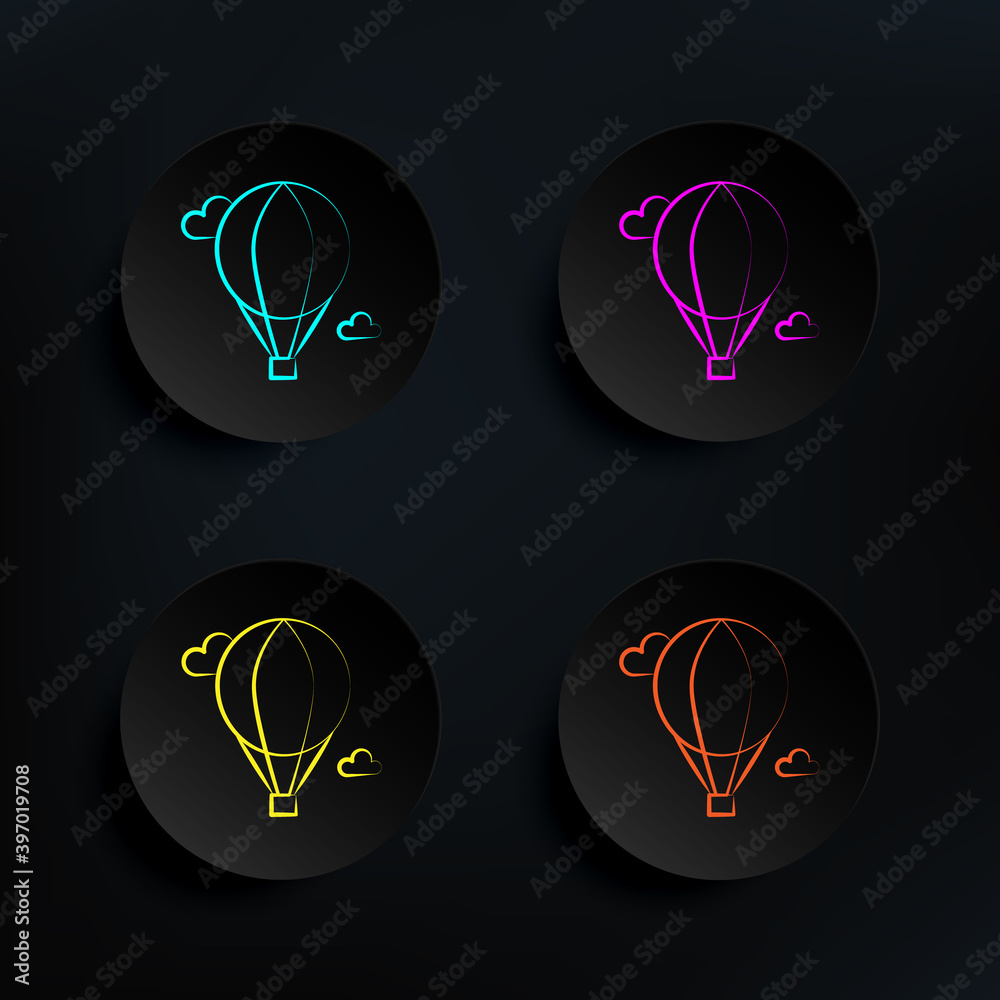 Fotografie Balloon flight dark badge color set icon