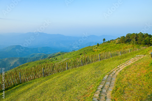 Mountain View of Doi Chang Mup Viewpoint at Sunset photo