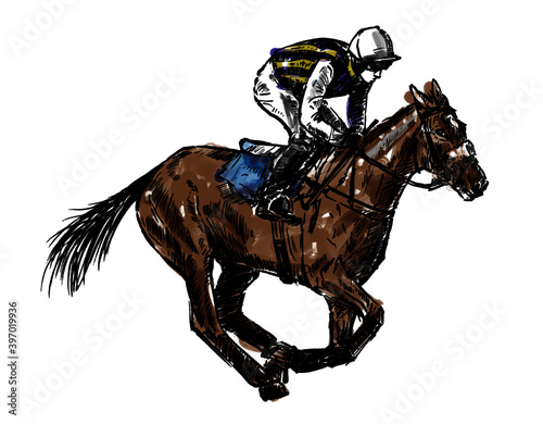sketch of jockey hand draw