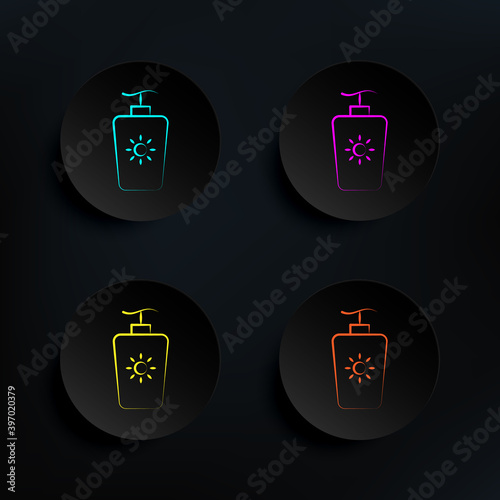Suntan cream dark badge color set icon. Simple thin line, outline vector of travel icons for ui and ux, website or mobile application
