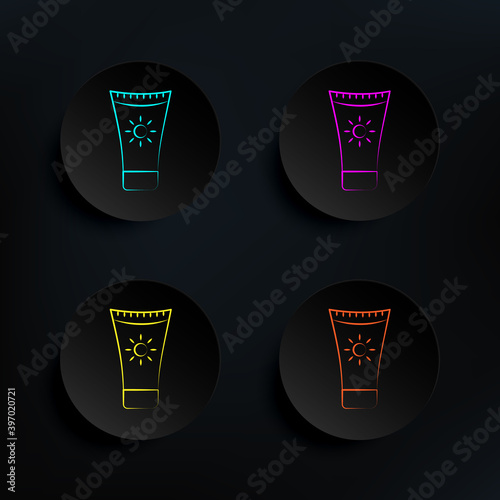 Suntan cream dark badge color set icon. Simple thin line, outline vector of travel icons for ui and ux, website or mobile application