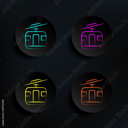 Cable transport gondola lift dark badge color set icon. Simple thin line, outline vector of travel icons for ui and ux, website or mobile application