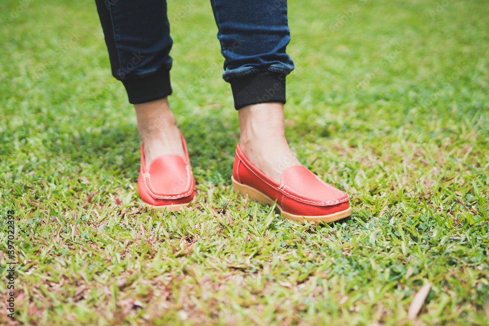 Comfortable shoes, Asian Female, Move ahead with your heartful confident. Portrait of a young woman walking on a happy day. Comfortable shoes, Asian Female, Move ahead with your heartful confident. Portrait of a young woman walking on a happy day.