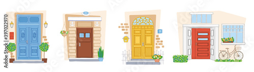 Doors and windows collection. Vector illustration