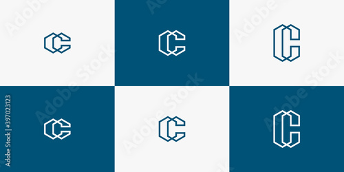 set of monogram letter c icon logo template