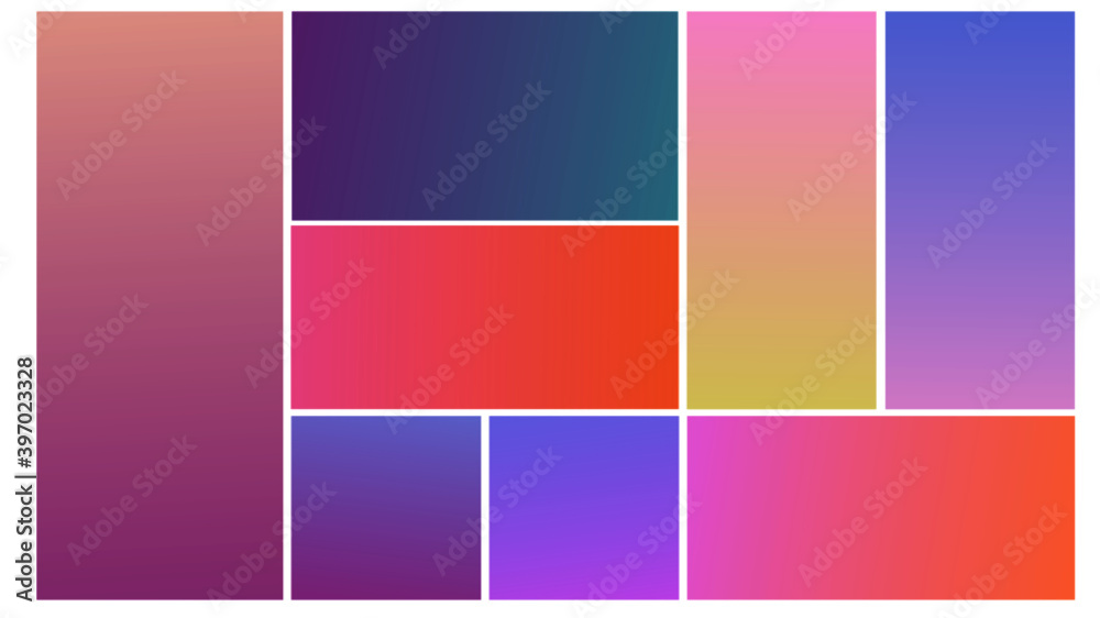 Gradient soft color background set. Modern screen vector design for mobile app, UI or website. Soft minimalist color abstract gradients of various tones