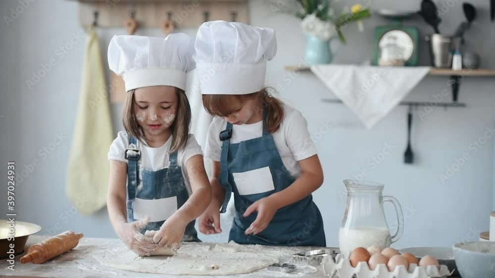 Two girls are cooking in the kitchen Two girls are cooking in the kitchen