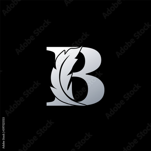 Initial Letter B Logo with feather. Trendy Design concept luxury feather element and Letter B for business, lawyer, notary, firm and more brand