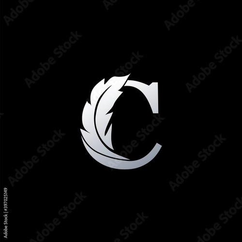 Initial Letter C Logo with feather. Trendy Design concept luxury feather element and Letter C for business, lawyer, notary, firm and more brand