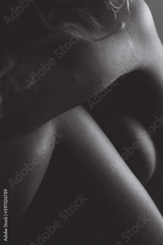 Close up of woman sitting naked
