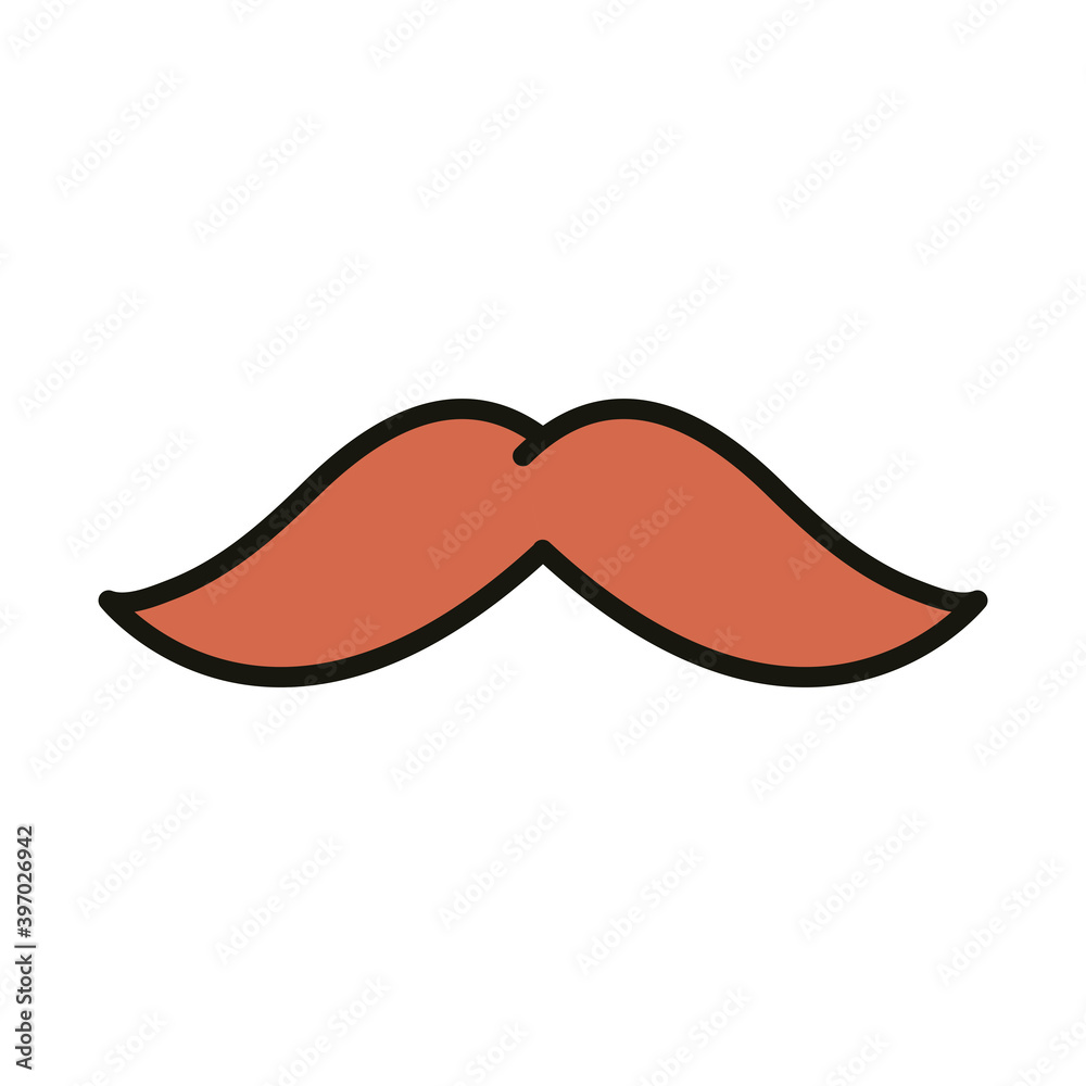 cartoon mustache hipster style, line and fill cartoon mustache hipster style, line and fill