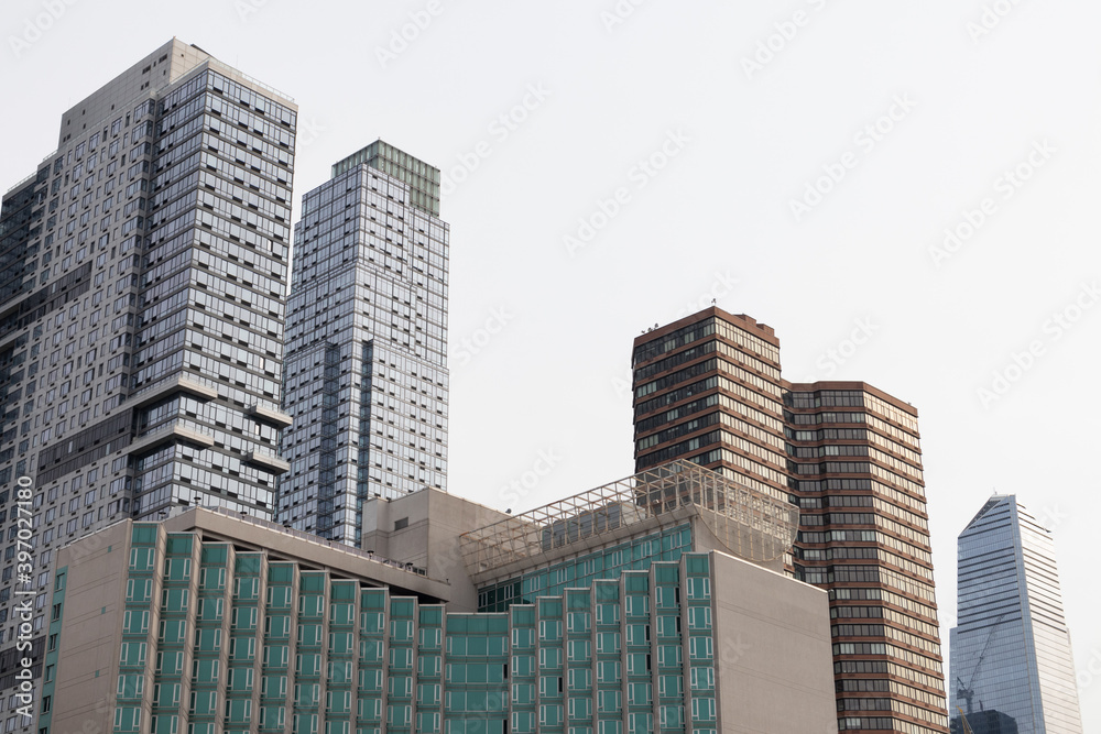 Skyscrapers in the Hell's Kitchen and Hudson Yards Skyline in New York City