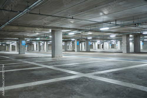 Empty Underground Car Park During Health Pandemic Lockdown