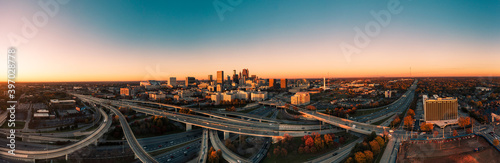 Drone over city highway