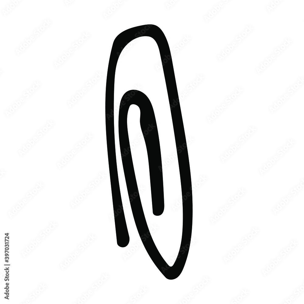 Cute single hand-drawn business and financial element. Vector Doodle illustration of a paper clip, isolated on a white background. Cute single hand-drawn business and financial element. Vector Doodle illustration of a paper clip, isolated on a white background.
