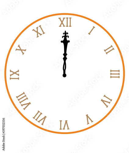 new year clock isolated on white background