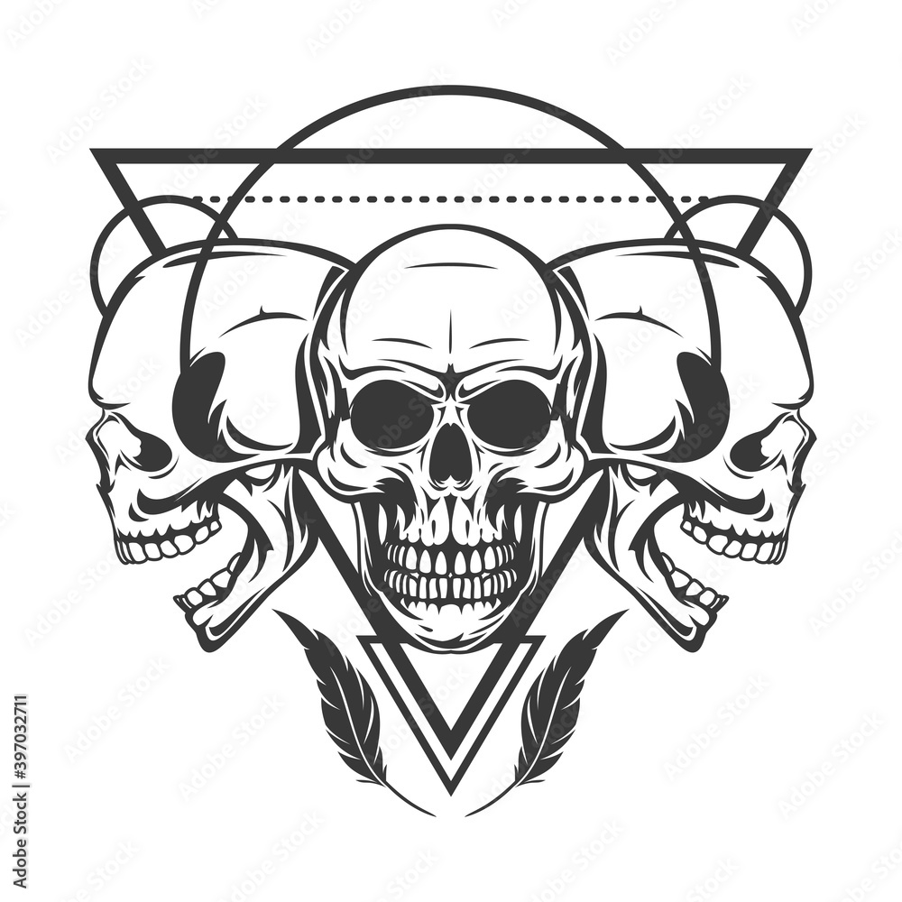 Mystic symbol composition with sacred geometry forms and human skull. Vintage art design concept isolated on white background. Modern vector illustration for print, tattoo. Mystic symbol composition with sacred geometry forms and human skull. Vintage art design concept isolated on white background. Modern vector illustration for print, tattoo.