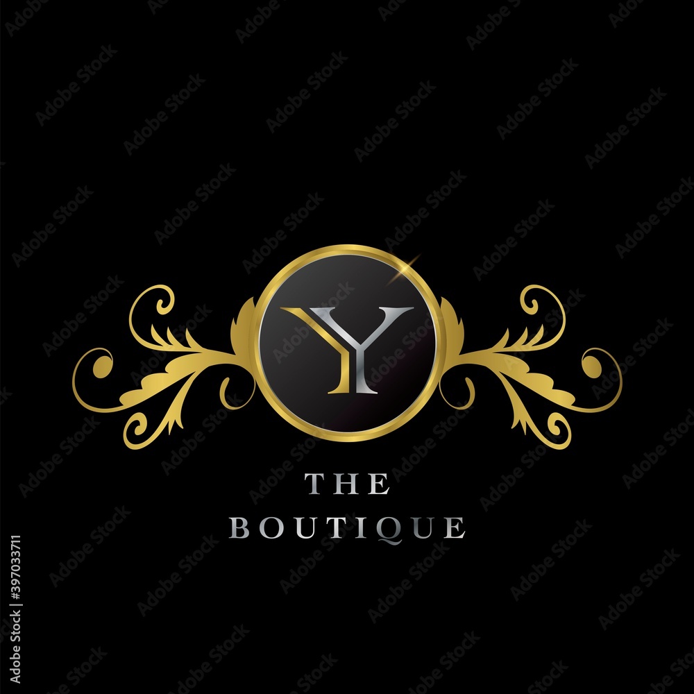 Golden Circle Y Logo Luxury Boutique vector template design concept. Golden Circle Y Logo Luxury Boutique vector template design concept.