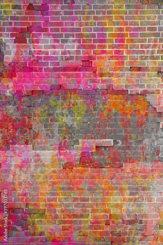 Vertical background brick multi-colored wall. © Светлана Лазаренко