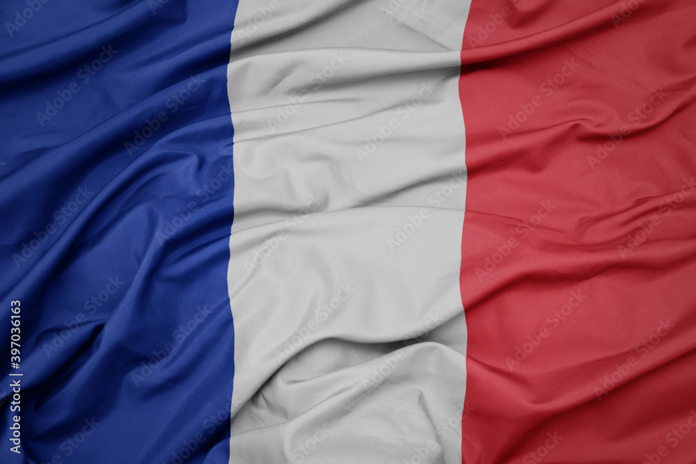 Obraz premium waving colorful national flag of france.