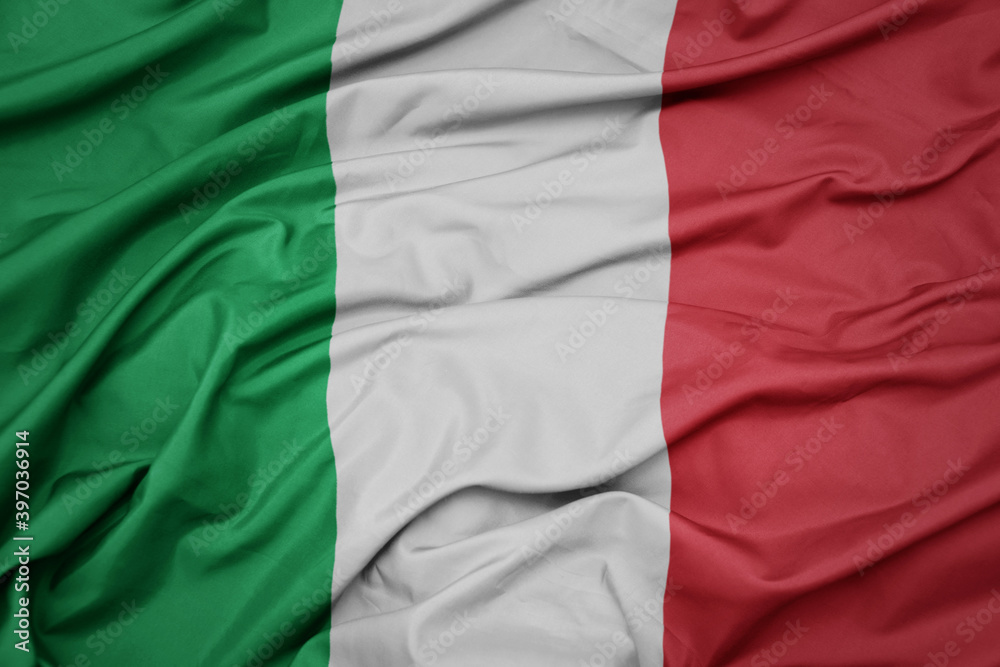 waving colorful national flag of italy.