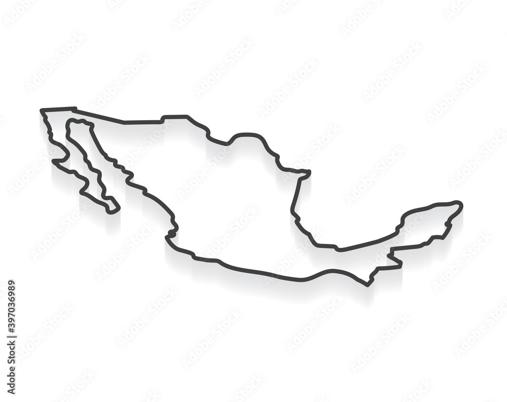 isometric outline of Mexico map - vector illustration