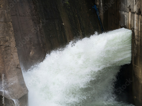 Pressure water dam on the Dambovita river, in Bucharest Romania.