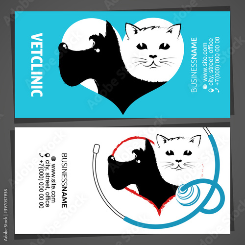 Pet veterinary treatment business card concept