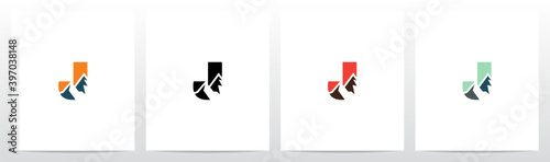 Mountain On Letter Logo Design J