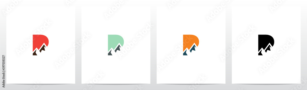Fotografie Mountain On Letter Logo Design P