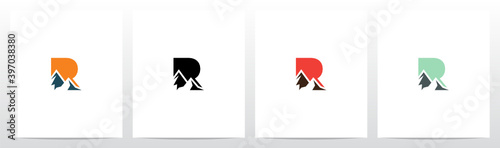 Mountain On Letter Logo Design R
