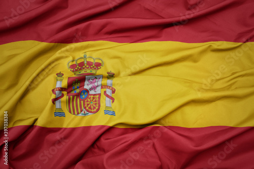 waving colorful national flag of spain.