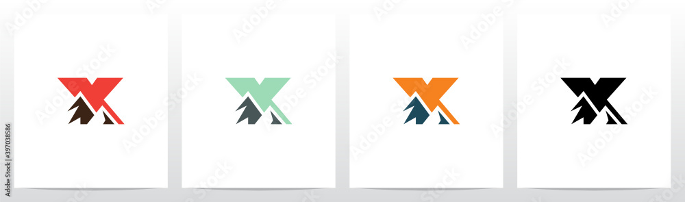 Mountain On Letter Logo Design X Mountain On Letter Logo Design X