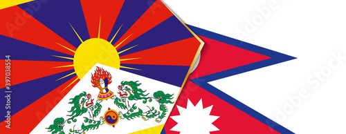 Tibet and Nepal flags, two vector flags.