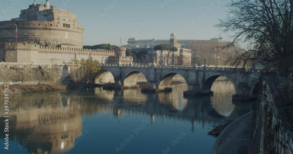 Rome, Italy - January, 08: View of the Mausoleum of Hadrian, usually known as Castel Sant'Angelo on January 08, 2020 Rome, Italy - January, 08: View of the Mausoleum of Hadrian, usually known as Castel Sant'Angelo on January 08, 2020