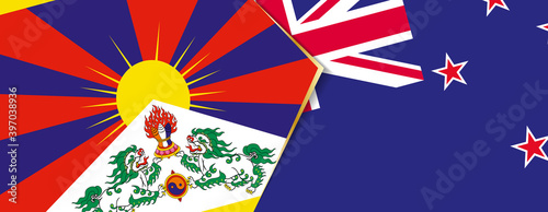 Tibet and New Zealand flags, two vector flags.