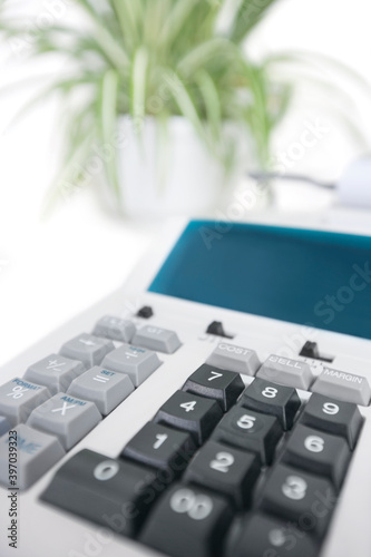 Close-up of calculator in office