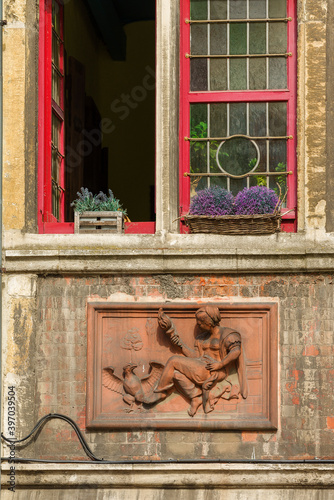 Ornate medieval house, in the famous Patershol neighborhood in Ghent, Belgium photo