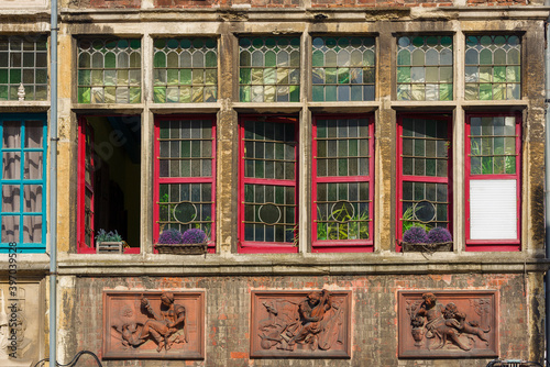 Ornate medieval house, in the famous Patershol neighborhood in Ghent, Belgium photo