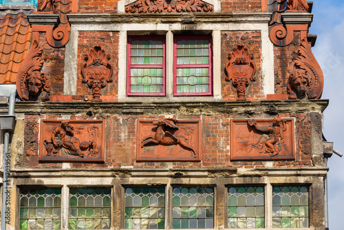 Ornate medieval house, in the famous Patershol neighborhood in Ghent, Belgium photo