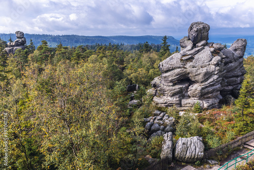 Rock formation on Szczeliniec Wielki in Table Mountains National Park  one of the biggest tourist attractions of the Polish Sudetes