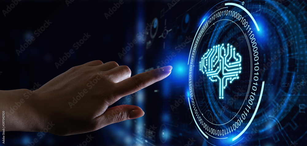 Artificial intelligence (AI), machine learning and modern computer technologies concepts. Business, Technology, Internet and network concept. Artificial intelligence (AI), machine learning and modern computer technologies concepts. Business, Technology, Internet and network concept.