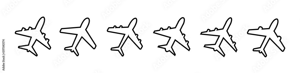 Set airplane flat icon. Vector illustration