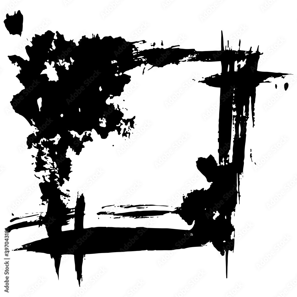 Obraz premium Ink vector brush stroke frame. Vector illustration. Grunge texture.